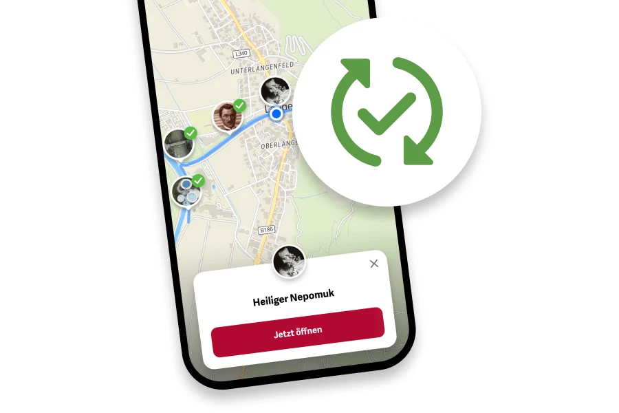Weg-Karte mit Sync-Symbol